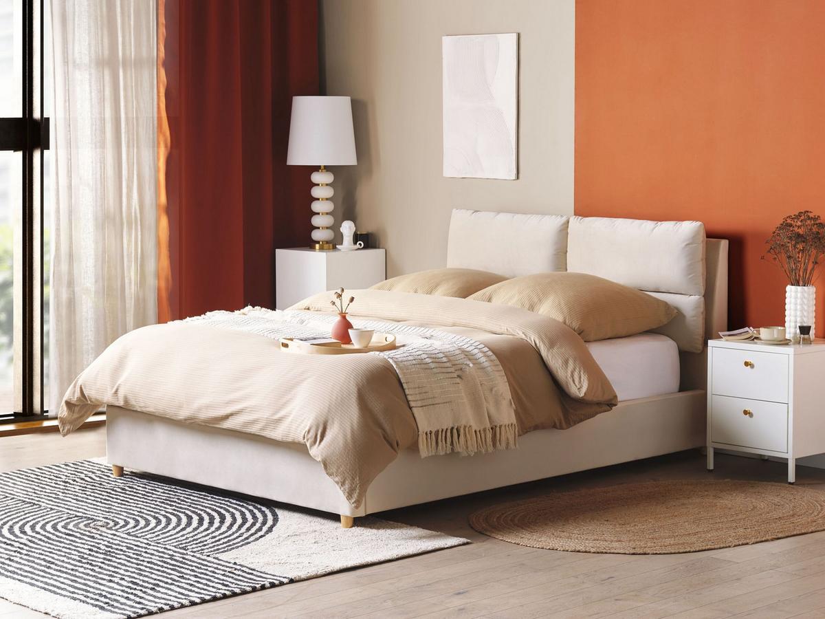 POLSTERBETT 140/200cm Helles Beige Batilly - Beige, Textil (140/200cm) - Beliani