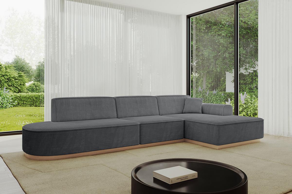 ECKSOFA Ottomane Rechts IREA-L2 - 327x165x80 cm Duneklgrau - Dunkelgrau, Holzwerkstoff/Textil (327/165cm) - ALTDECOR