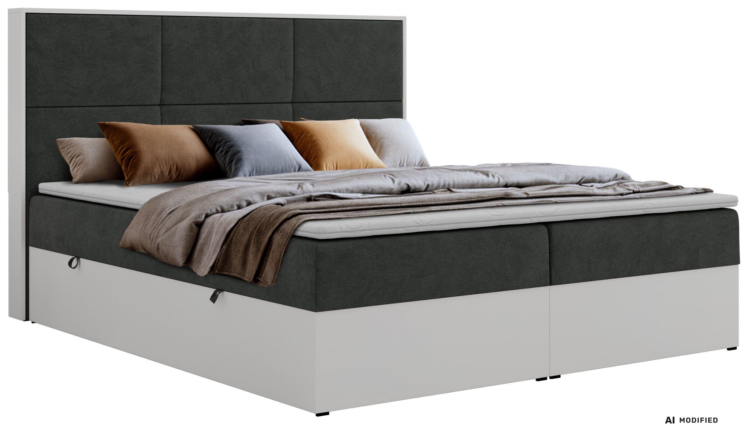 BOXBETT DELVIT 200/200 - Dunkelgrau Stukture - Topper Visco - H3 - Dunkelgrau/Schwarz, Kunststoff/Textil (200/200cm) - MKS
