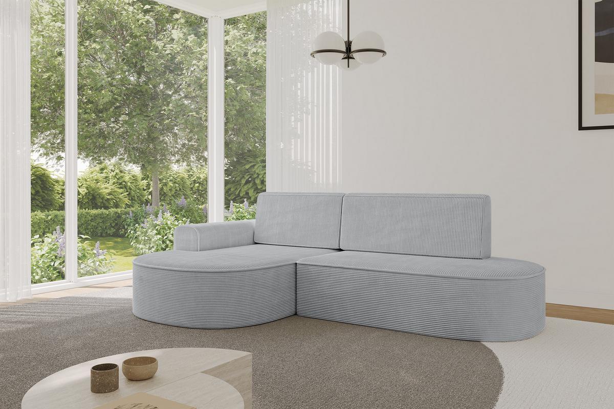 ECKSOFA mit Schlaffunktion und Bettkasten Ottomane Links MARI-L1-S - 283x167x73 cm Grau Cord - Graphitfarben/Schwarz, Holzwerkstoff/Kunststoff (283/167cm) - ALTDECOR