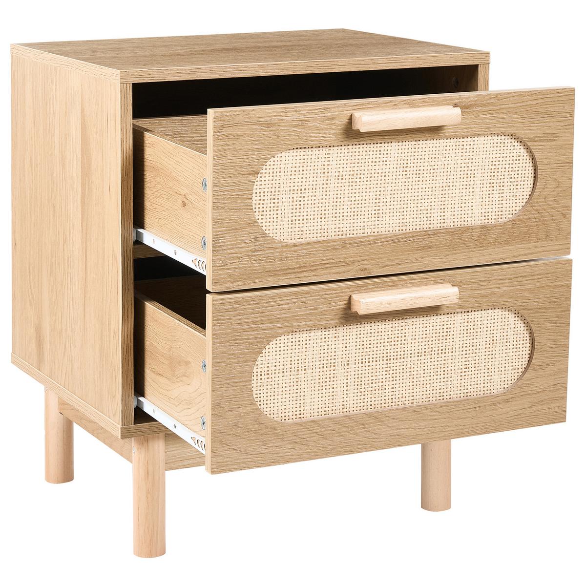 NACHTTISCH mit 2 Schubladen Hellbraun Costello - Hellbraun, Holzwerkstoff (40/48/59cm) - Beliani