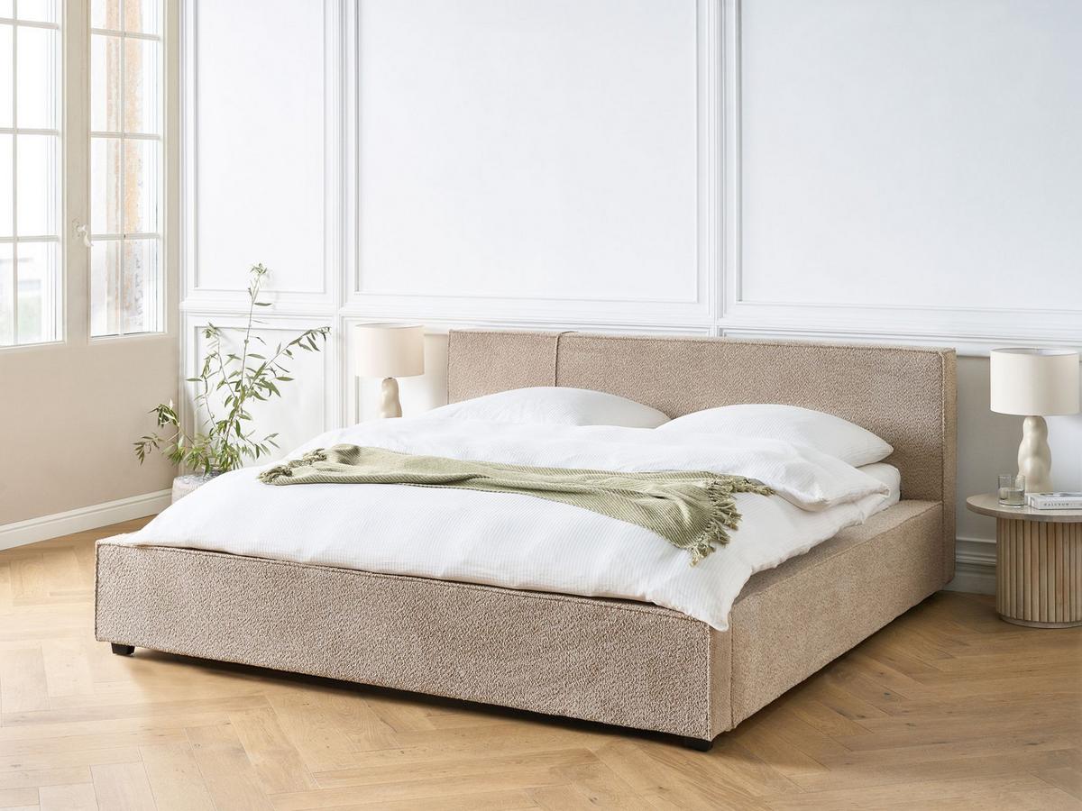 POLSTERBETT mit Lattenrost 180x200 cm Beige Mirande - Taupe, Textil (180/200cm) - Beliani