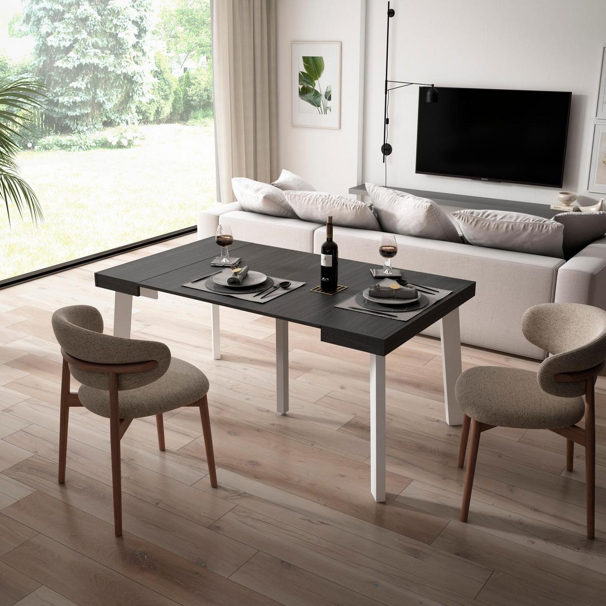 ESSTISCH ausziehbar 58 bis 160cm, für 8 Gäste, schwarz, 58/90/73cm - Schwarz, Holzwerkstoff (90/160/73cm) - Skraut Home