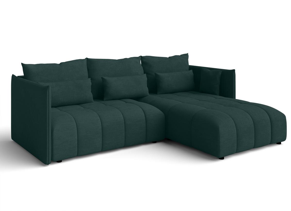 ECKSOFA L Form Cosmova Grün 248/180/83 cm mit Schlaffunktion - Schwarz/Grün, Kunststoff/Textil (248/180cm) - AX Living