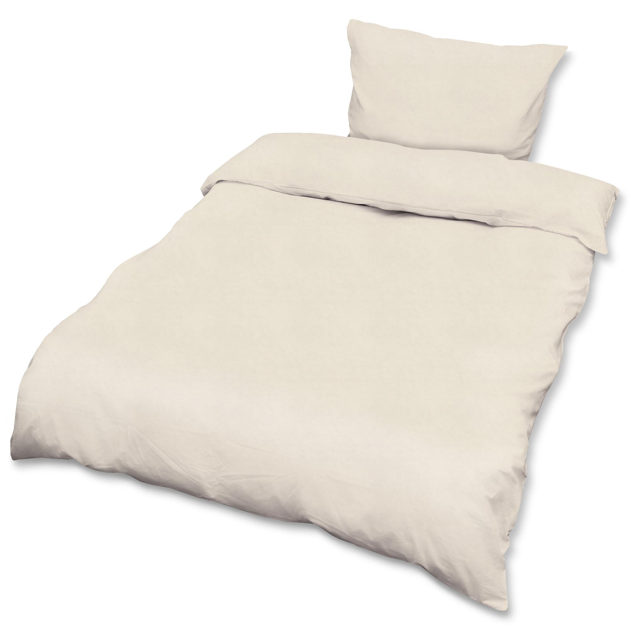 BETTWWÄSCHE Julie 135/200 cm + Kissenbezug 80/80 cm Creme Renforcé 2er Set - Ecru, Textil (135/200cm)