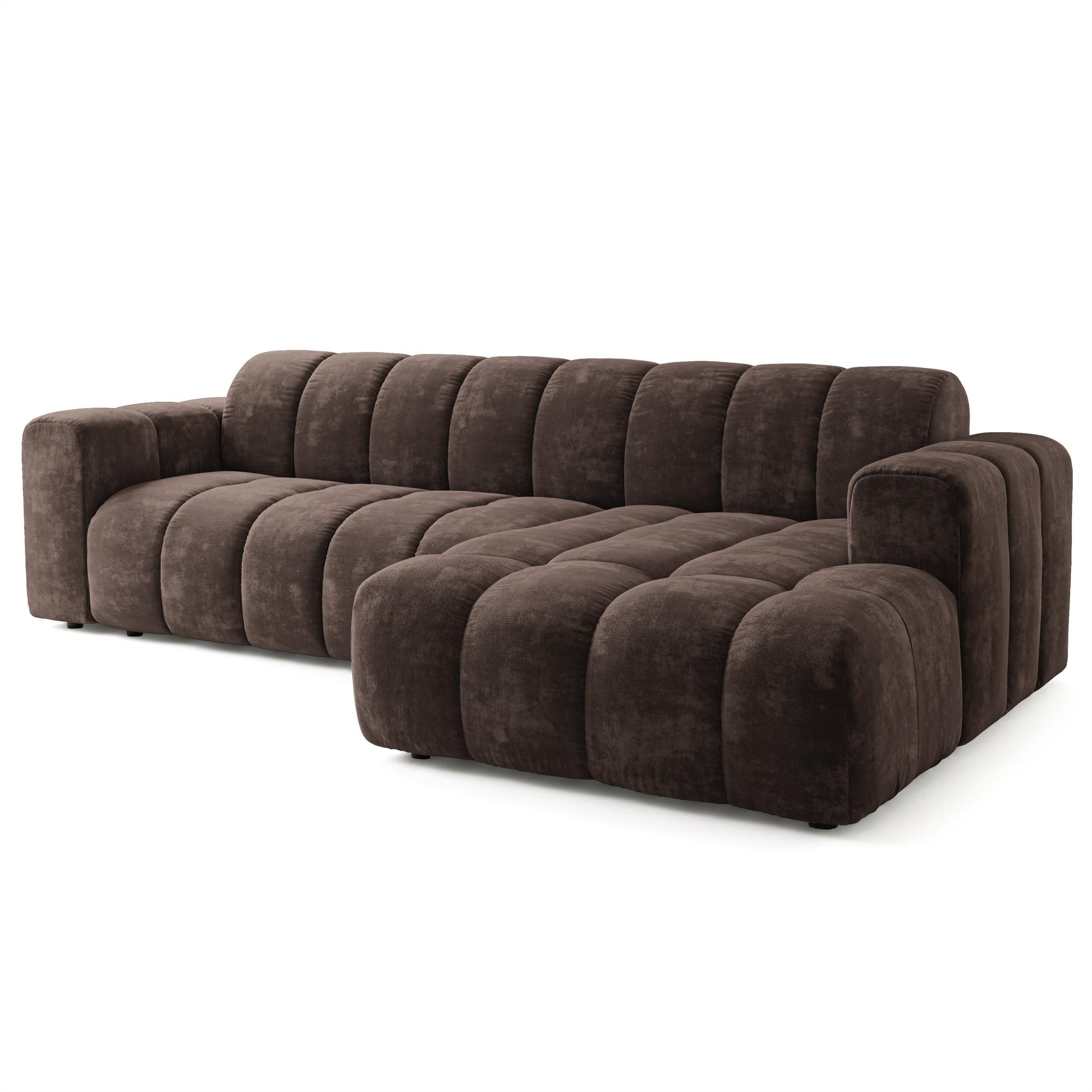 ECKSOFA SETIA LM R-S Braun Chenille - Braun, Holzwerkstoff (304/165cm) - MASSENO