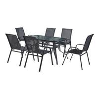 GARTENMÖBEL-SET 7 TLG. Aradeo - Schwarz, Textil/Metall - casa.pro
