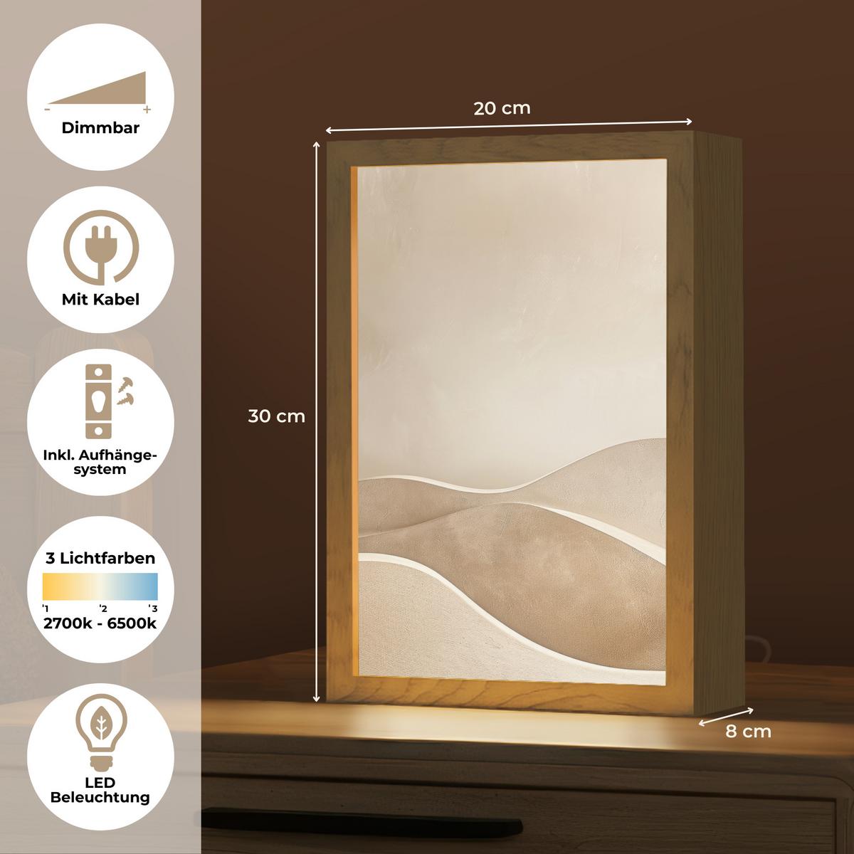 TISCHLEUCHTE Beige - Natur - Abstrakt - Modern 20x30 cm - Champagner, Holzwerkstoff (8/20/30cm) - OnlyWow