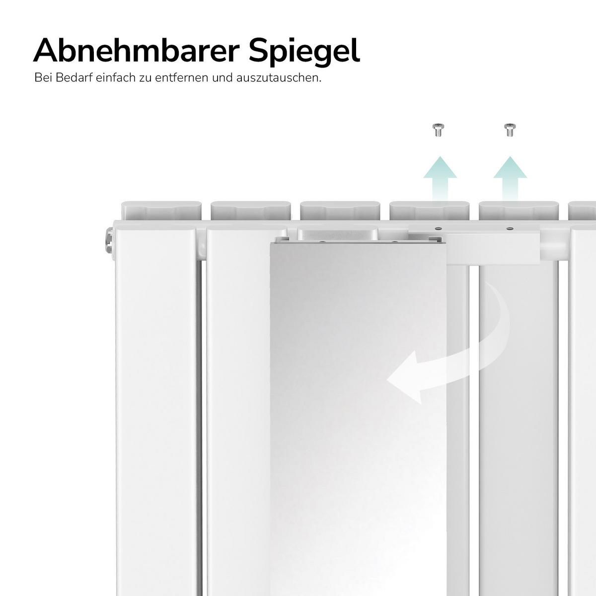 HEIZKÖRPER Flachheizkörper mit Spiegel Weiß 180/62/4,9 cm - Weiß, Metall (62/180/6.6cm) - EMKE