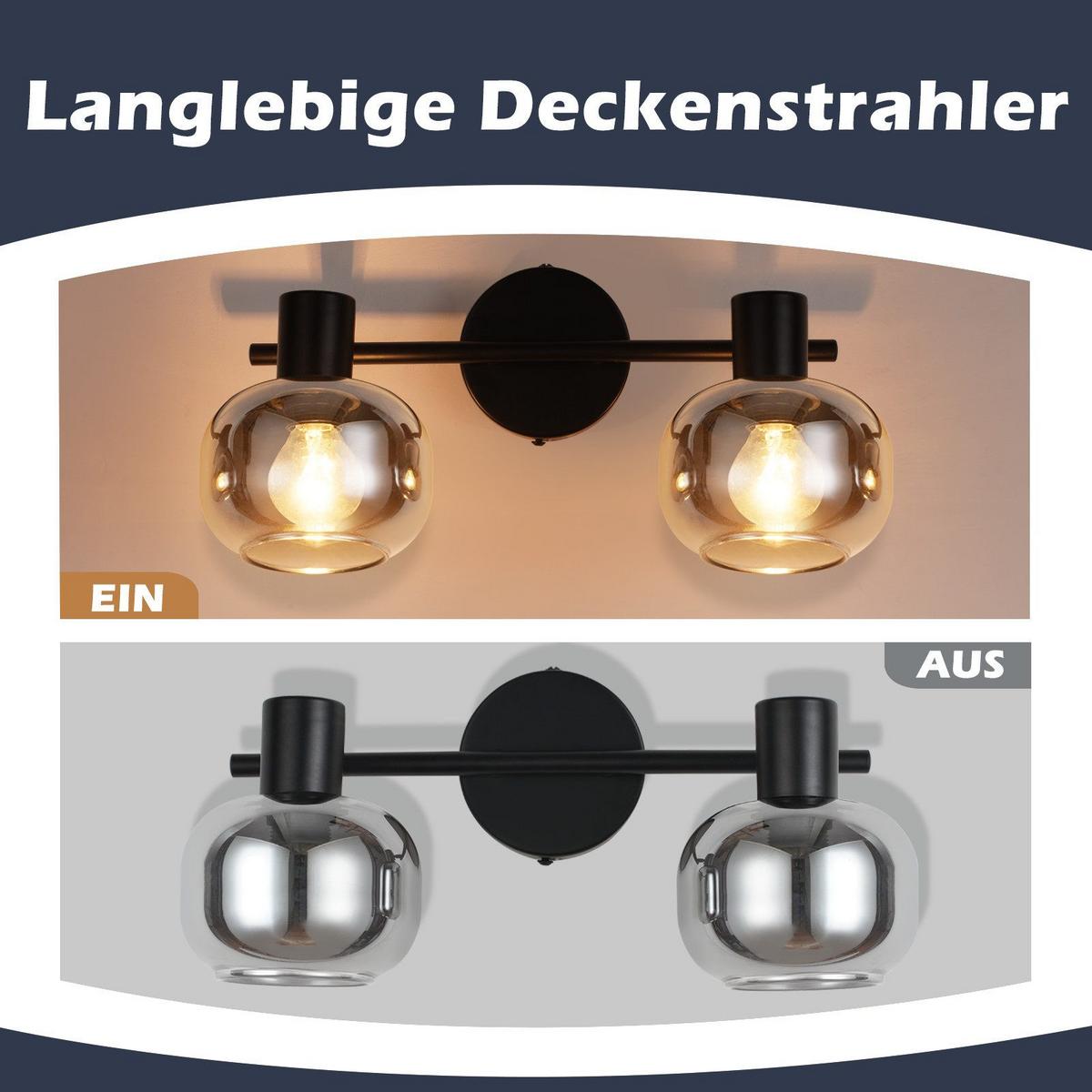 DECKENSTRAHLER Cottbus 2-flammig 30.3/11/19.5 cm - Schwarz, Metall (30.3/11/19.5cm) - Nettlife