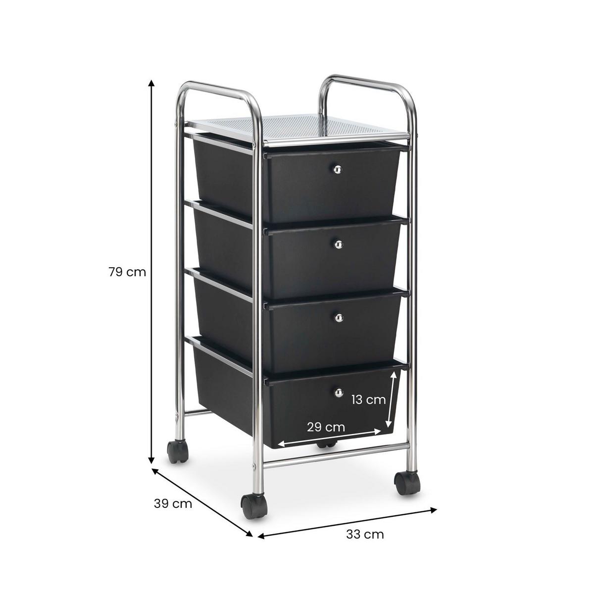 BADROLLWAGEN GINA schwarz - Schwarz, Kunststoff/Metall (33/79/39cm) - IDIMEX