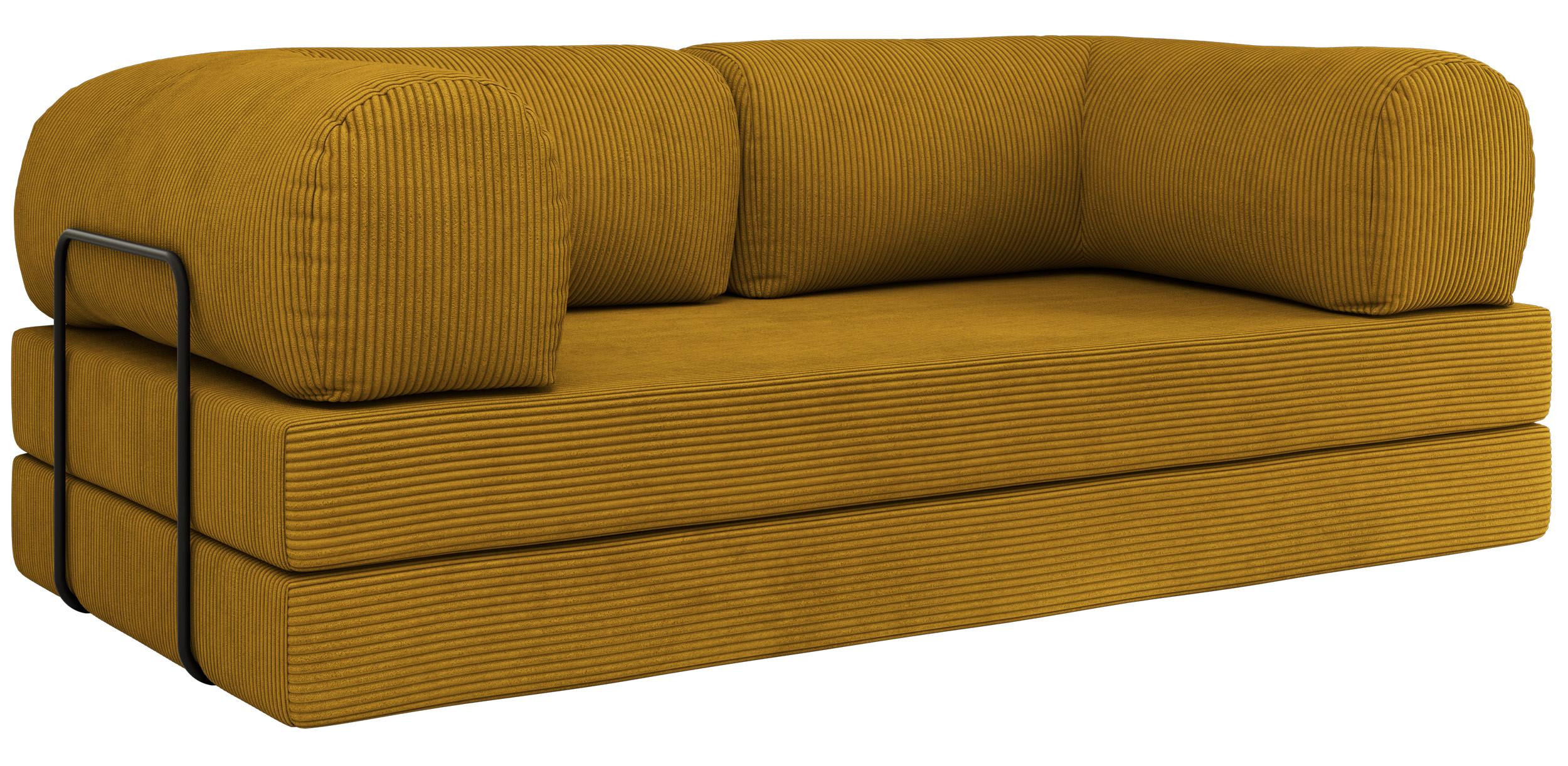 3-SITZER SOFA ORSETTO - Orange Cord - Schwarz/Orange, Textil/Metall (200/70/100cm) - MKS