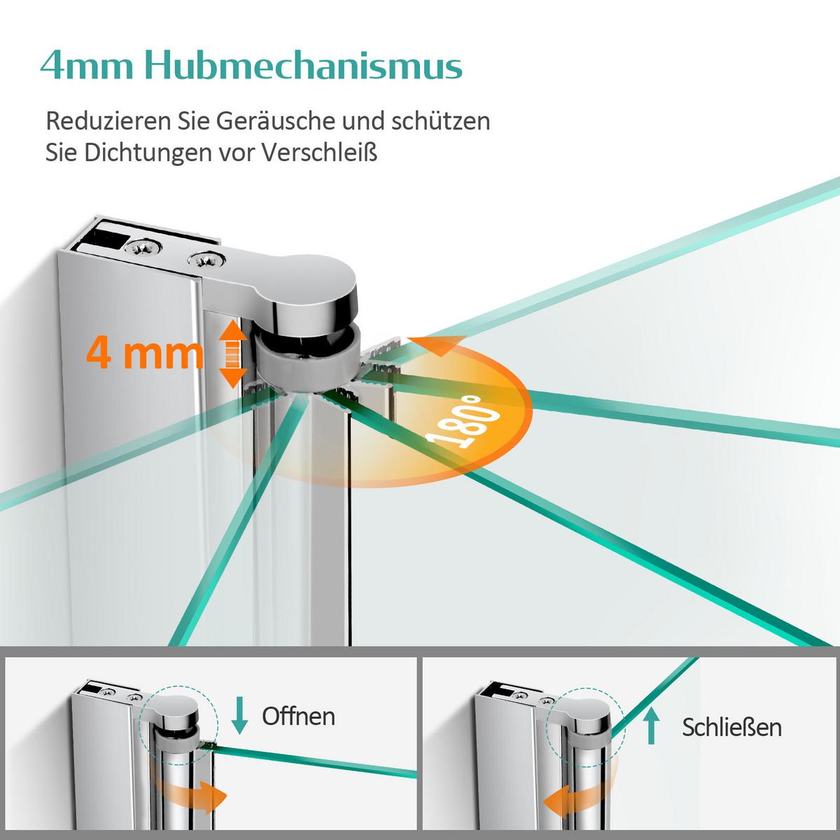 DUSCHKABINE für Nische Drehfalttür Profil Chrom Klarglas 80/195 cm - Chromfarben, Glas (80/195cm) - EMKE