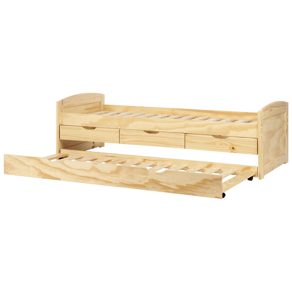 AUSZIEHBETT 90/200 cm Heller Holzfarbton Petiville - Hellbraun, Holz (90/200cm) - Beliani