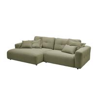ECKSOFA MIKA Grün Cord - Schwarz/Olivgrün, Kunststoff/Textil (276/167cm) - KAWOLA