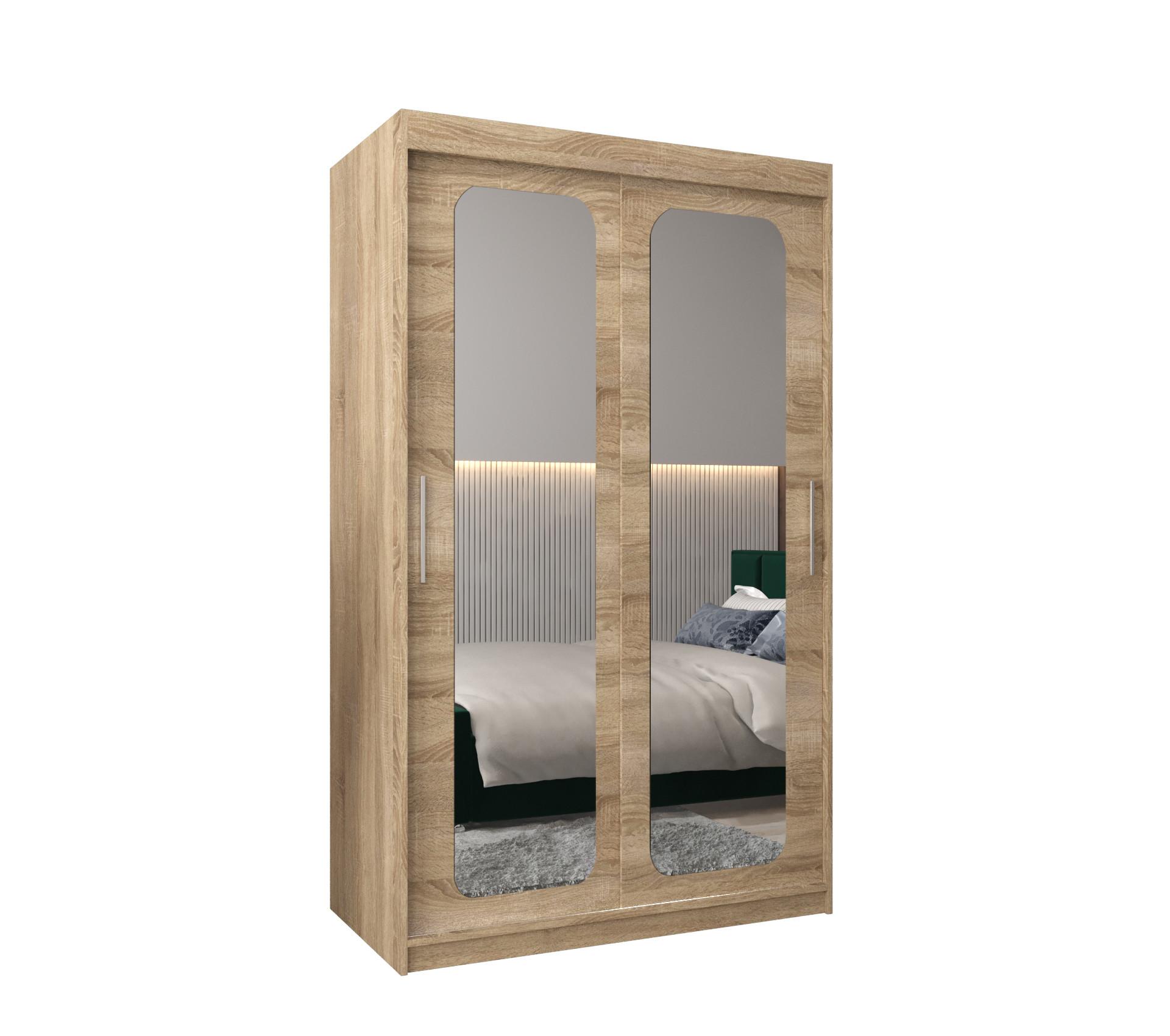 SCHWEBETÜRENSCHRANK 200/120/62 2-türig - Silberfarben/Sonoma Eiche, Holz/Kunststoff (120/200/62cm) - MÖBEL KRYSPOL