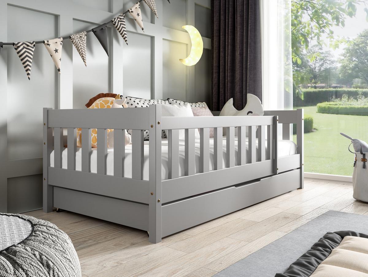 KINDERBETT ELSA 80x160 cm Hellgrau - Hellgrau, Holz (80/160cm) - MASSENO