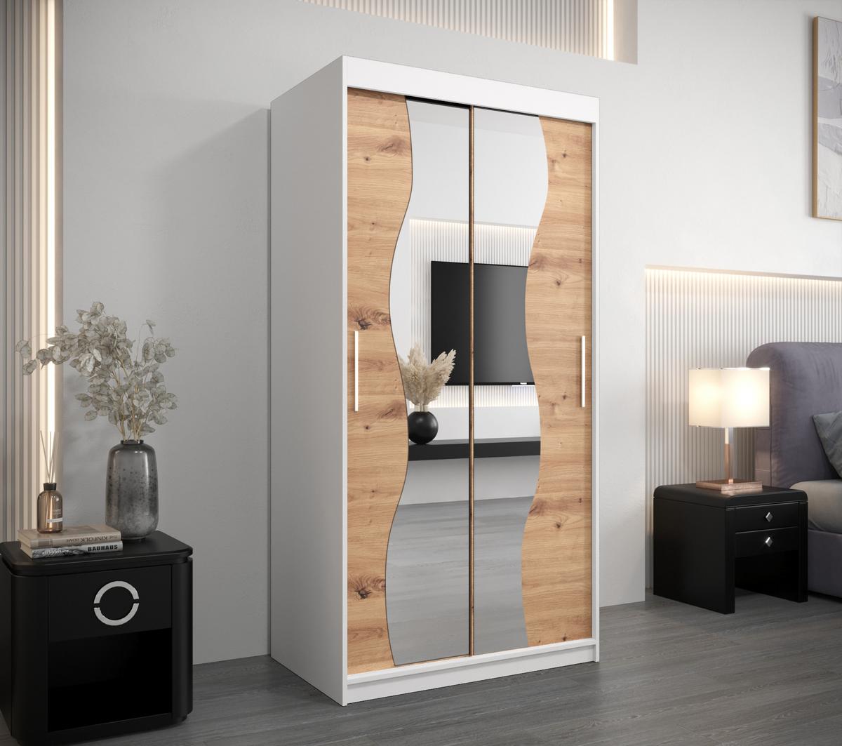 SCHWEBETÜRENSCHRANK 200/100/62 2-türig - Silberfarben/Eiche Artisan, Holz/Kunststoff (100/200/62cm) - MÖBEL KRYSPOL