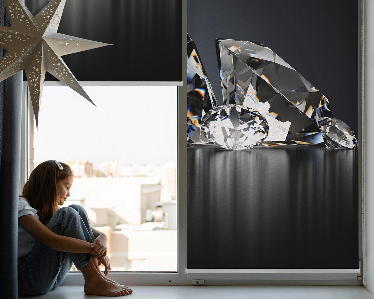 INNENROLLO - Fensterrollo - Rollo - 90x180 cm - Diamanten - Schwarz, Kunststoff (90/180/0.5cm) - TULUP