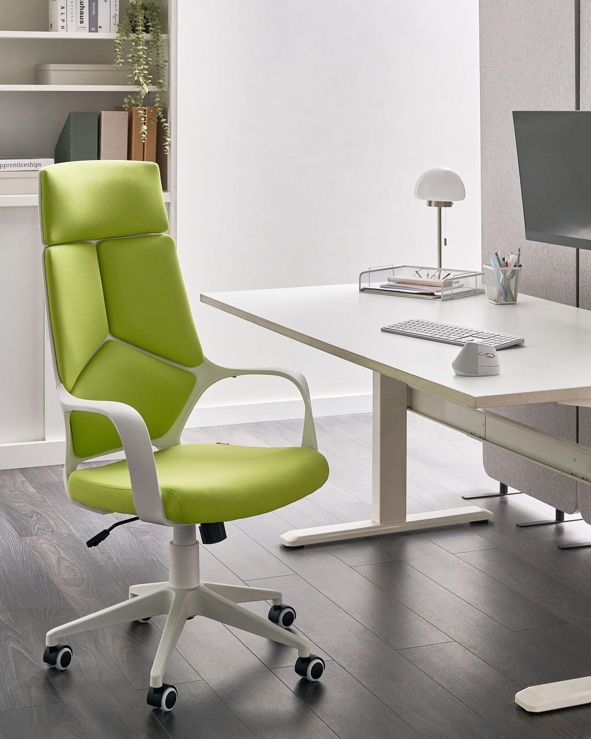 BÜROSTUHL Limettengrün Delight - Limette/Weiß, Textil (64/116/64cm) - Beliani