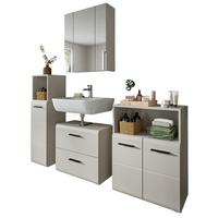 BADMÖBEL-SET Kaschmir 4-teilig 180 cm, Badkombination in modernem Design - Kaschmir/Schwarz, Glas/Holzwerkstoff (180/185/30cm) - Inn.Furn
