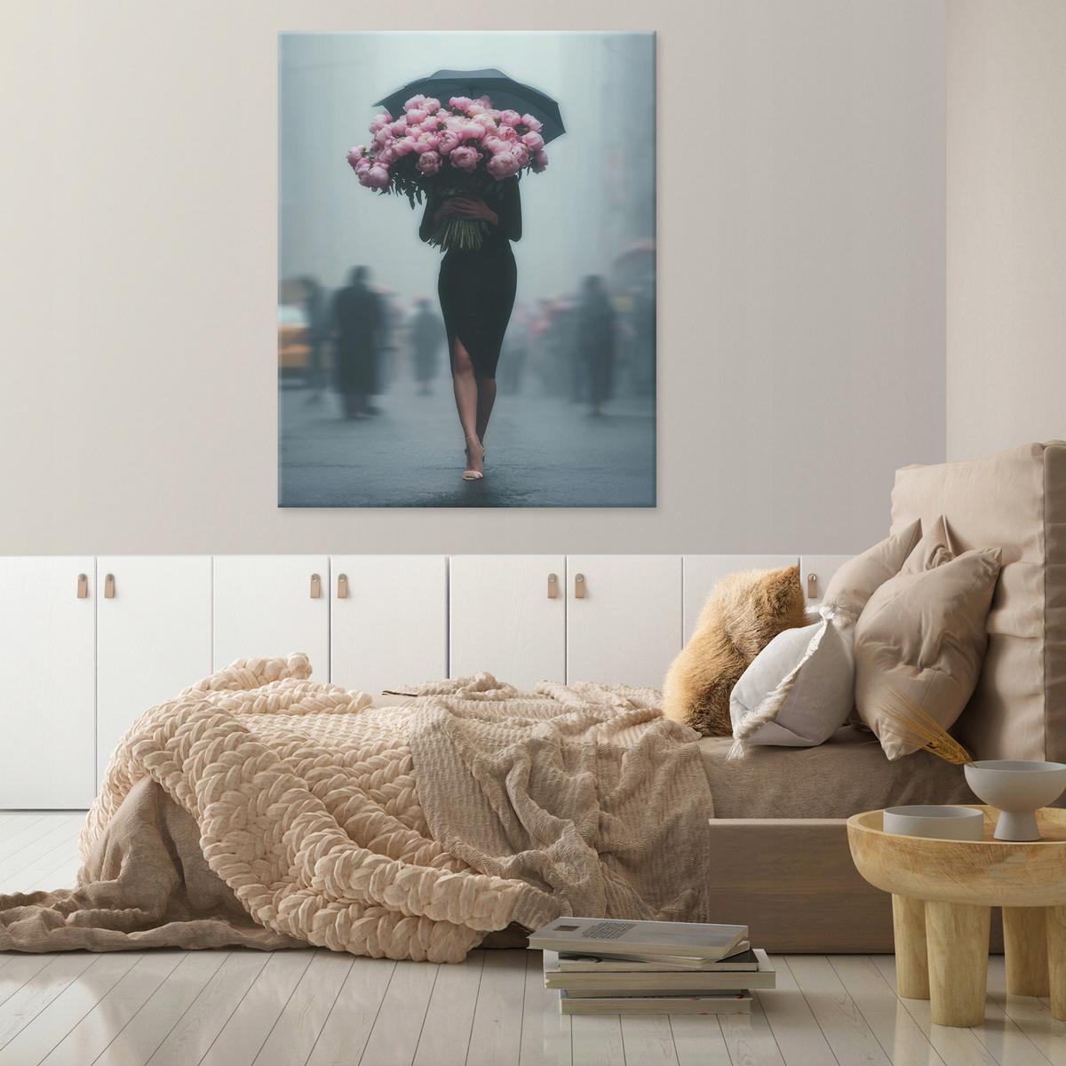 WANDBILDER Frau Blumen Modern 120x80 - Multicolor, Holzwerkstoff (80/120cm) - Wallarena
