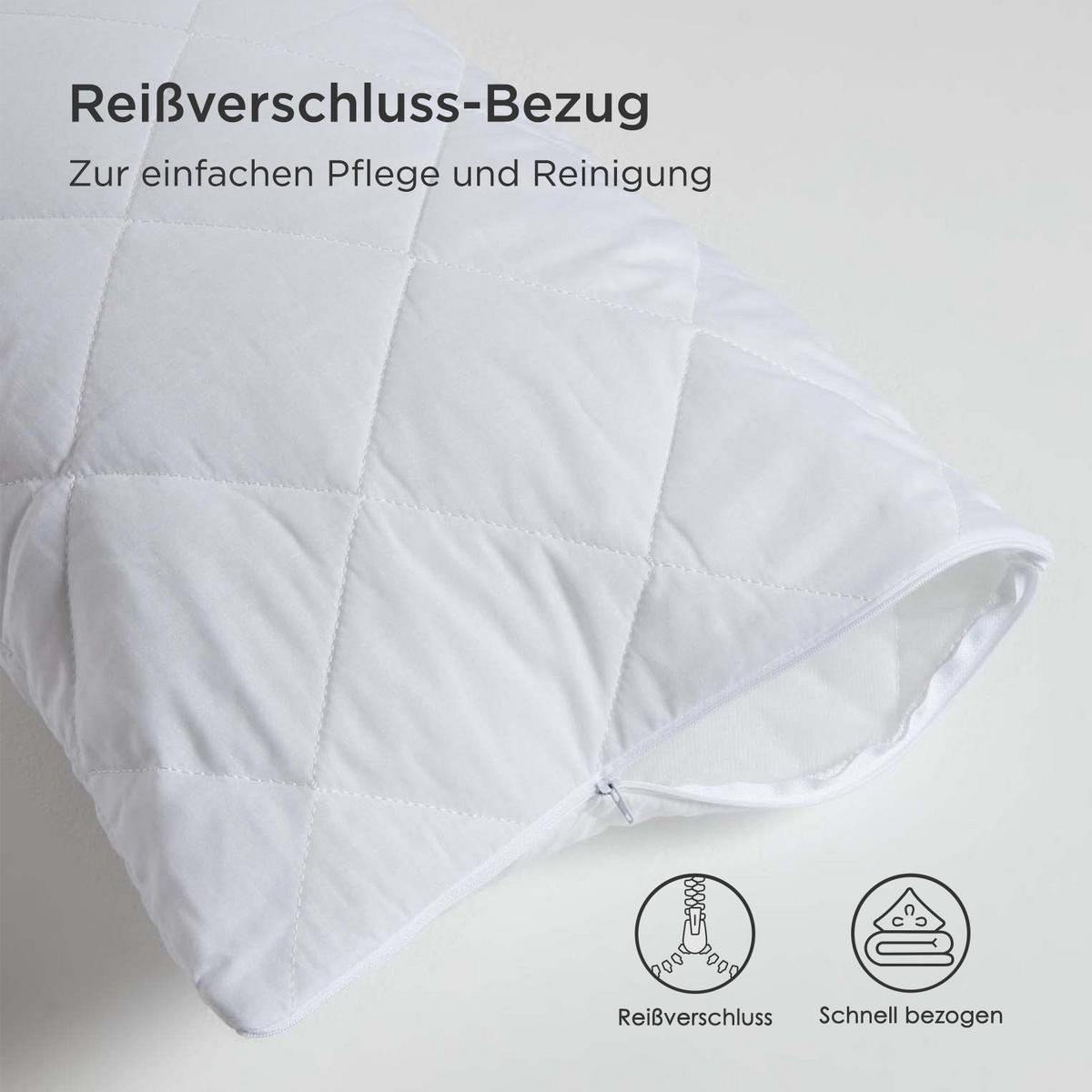 KISSENSCHONER gesteppt 40/80 cm, 4er-Set, mit Reißverschluss - Weiß, Textil (40/80cm) - Homescapes