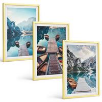 BILDER SET 3er Set - 40x60 cm Goldrahmen - Seebrücken, Boote, Frieden - Goldfarben, Kunststoff (40/60cm) - TULUP