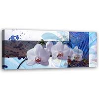 WANDBILD blaue orchidee komposition - Blau, Textil (90/30cm) - Feeby