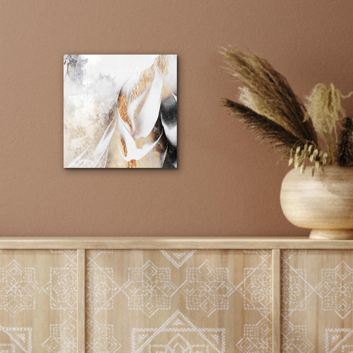 METALLBILD Luxus - Abstrakt - Gold - Weiß 20x20 cm - Goldfarben, Metall (20/20cm) - MuchoWow