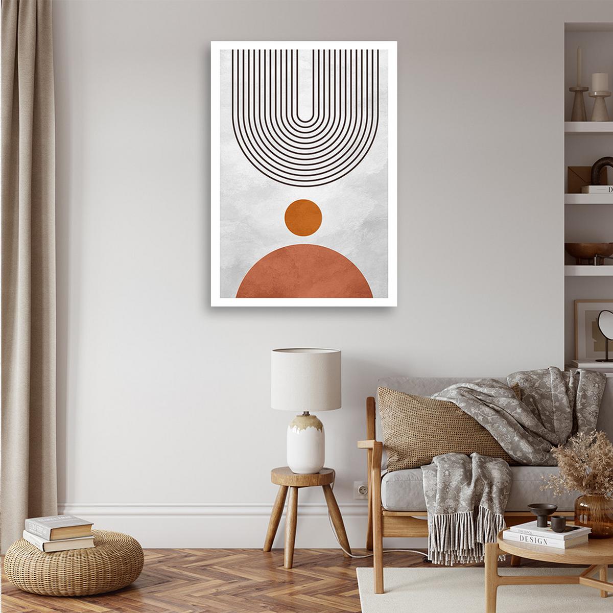 LEINWANDBILD Boho-Bögen und -Kreise 70x100cm - Grau, Textil (70/100cm) - Feeby
