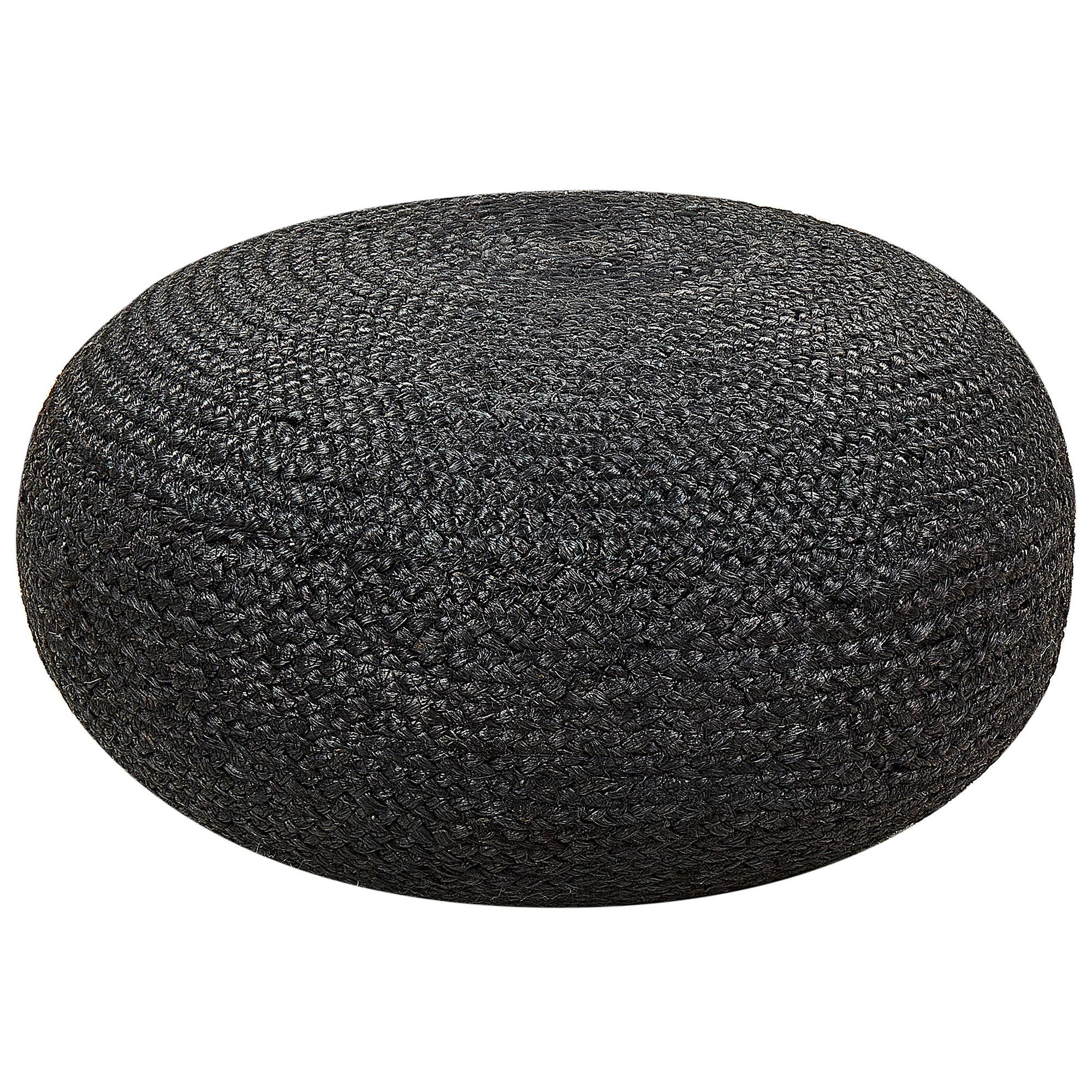 POUF Jute Schwarz Tifelt - Schwarz, Textil (50/20/50cm) - Beliani