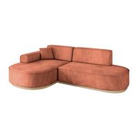 ECKSOFA Ottomane Links MARI-L1-v1 - 243x171x83 cm Koralle Velours - Koralle, Holzwerkstoff/Textil (243/171cm) - ALTDECOR