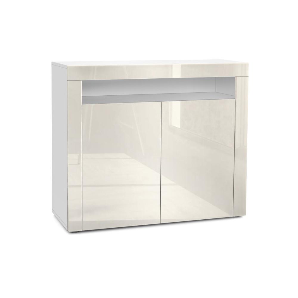 KOMMODE Valencia Creme Hochglanz / Creme Hochglanz - Creme, Holzwerkstoff (108/92/40cm) - Vladon