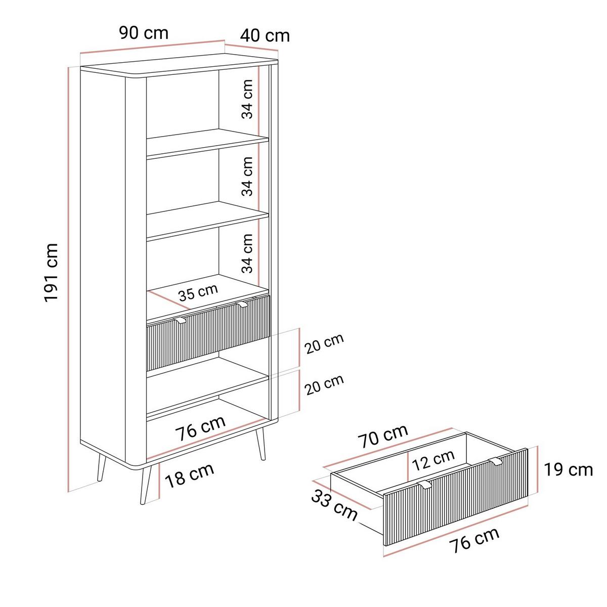 BREITE Vitrine AUTUMN 2D2W1S mit Schublade, Kaschmir / Grauer Stein - Beige, Holzwerkstoff (90/191/40cm) - Lookway