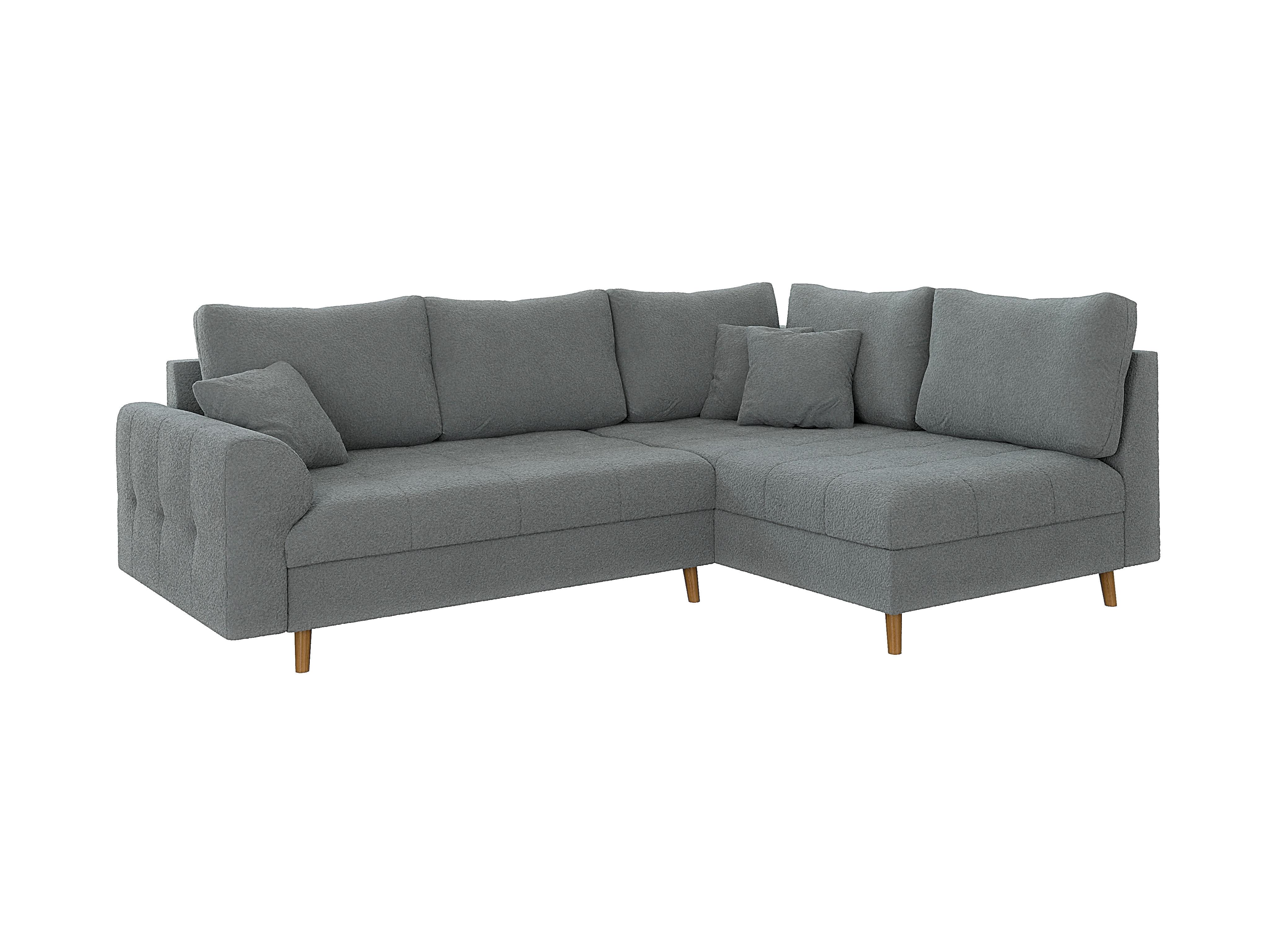 ECKSOFA Henrik Grau Boucle - Ottomane rechts - Braun/Grau, Holz/Textil (231/161cm) - S-Style Möbel