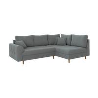 ECKSOFA Henrik Grau Boucle - Ottomane rechts - Braun/Grau, Holz/Textil (231/161cm) - S-Style Möbel