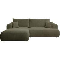 ECKSOFA Ovo Cord mit Cordbezug Olivgrün, links - Schwarz/Olivgrün, Textil (260/165cm) - Selsey