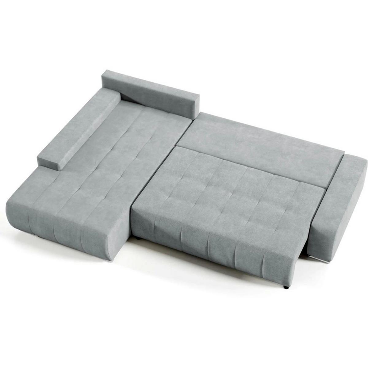 ECKSCHLAFSOFA Draco mit Schlaffunktion, links, Hellgrau - Silberfarben/Hellgrau, Textil/Metall (267/186cm) - Beautysofa