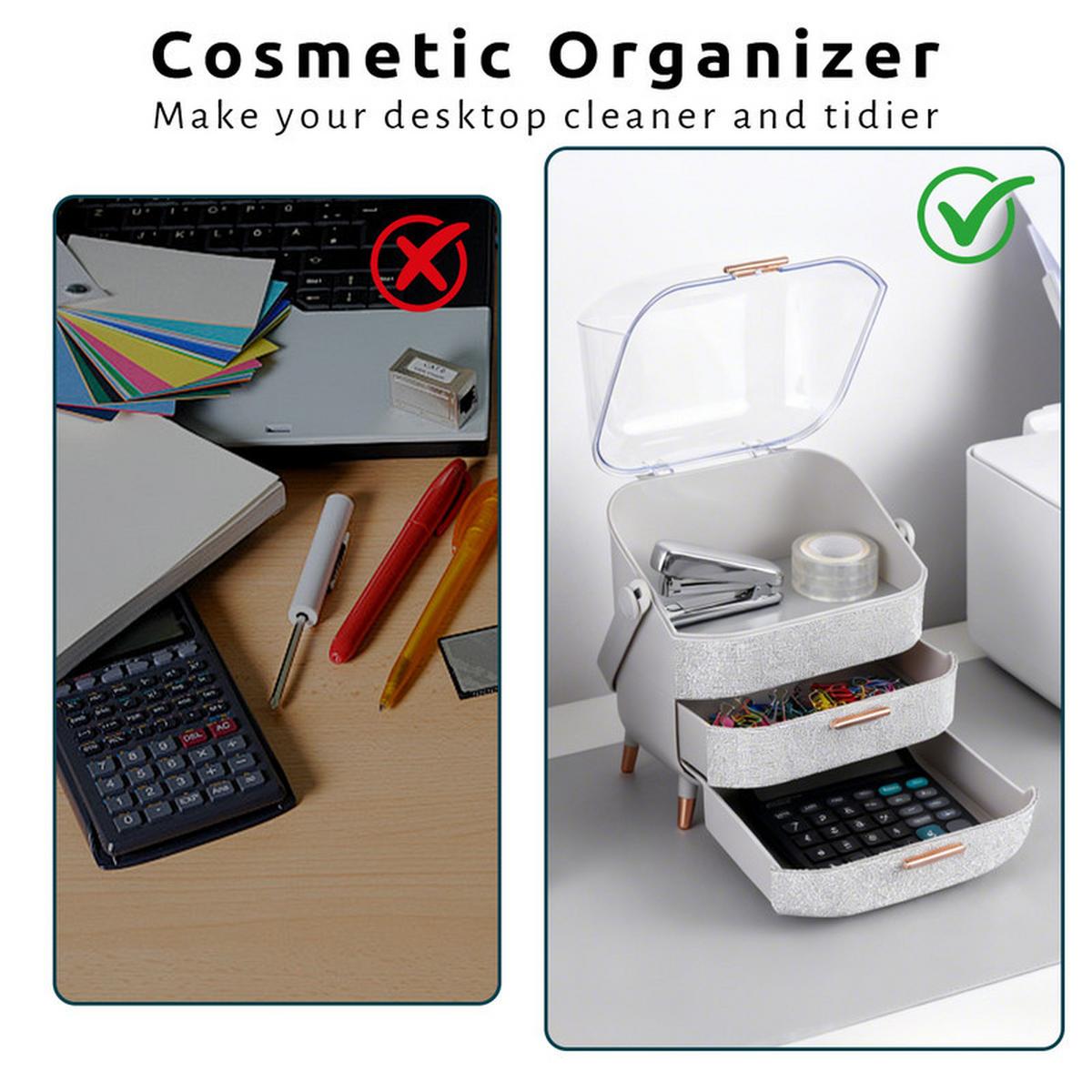 KOSMETIKORGANIZER Carsten Ⅲ 26/16/38 cm - Silberfarben, Kunststoff (16/38/26cm) - Nettlife