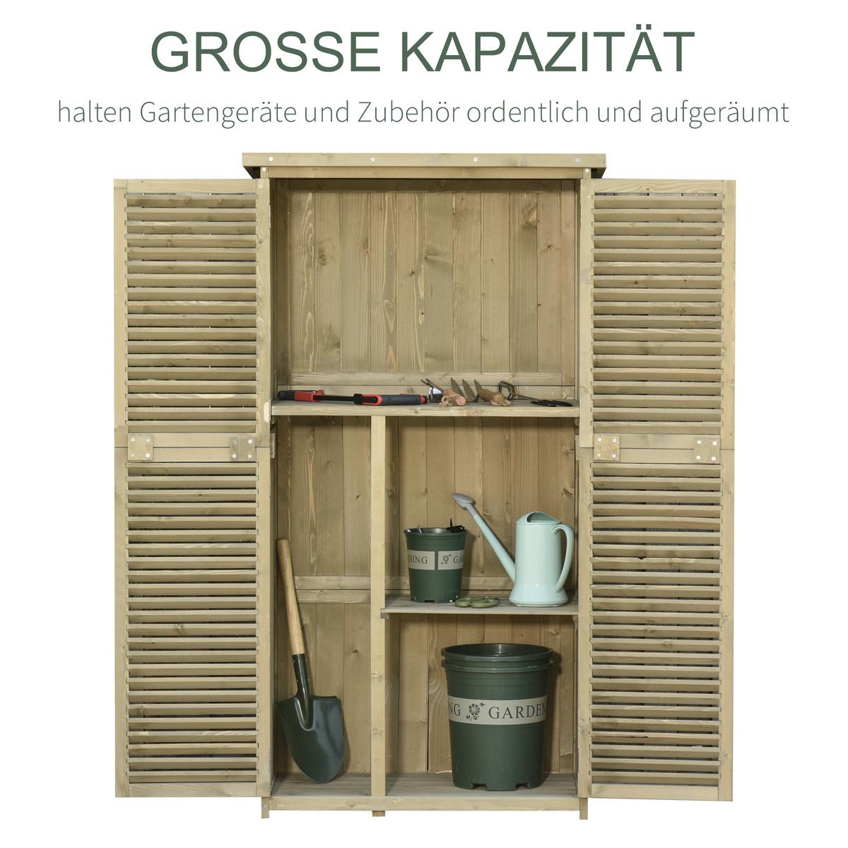 GERÄTESCHUPPEN Gerätehaus Geräteschrank, 4 Fächer, Kiefer, Tannenholz, Grau - Grau, Holz (46.5/160/87cm) - Outsunny