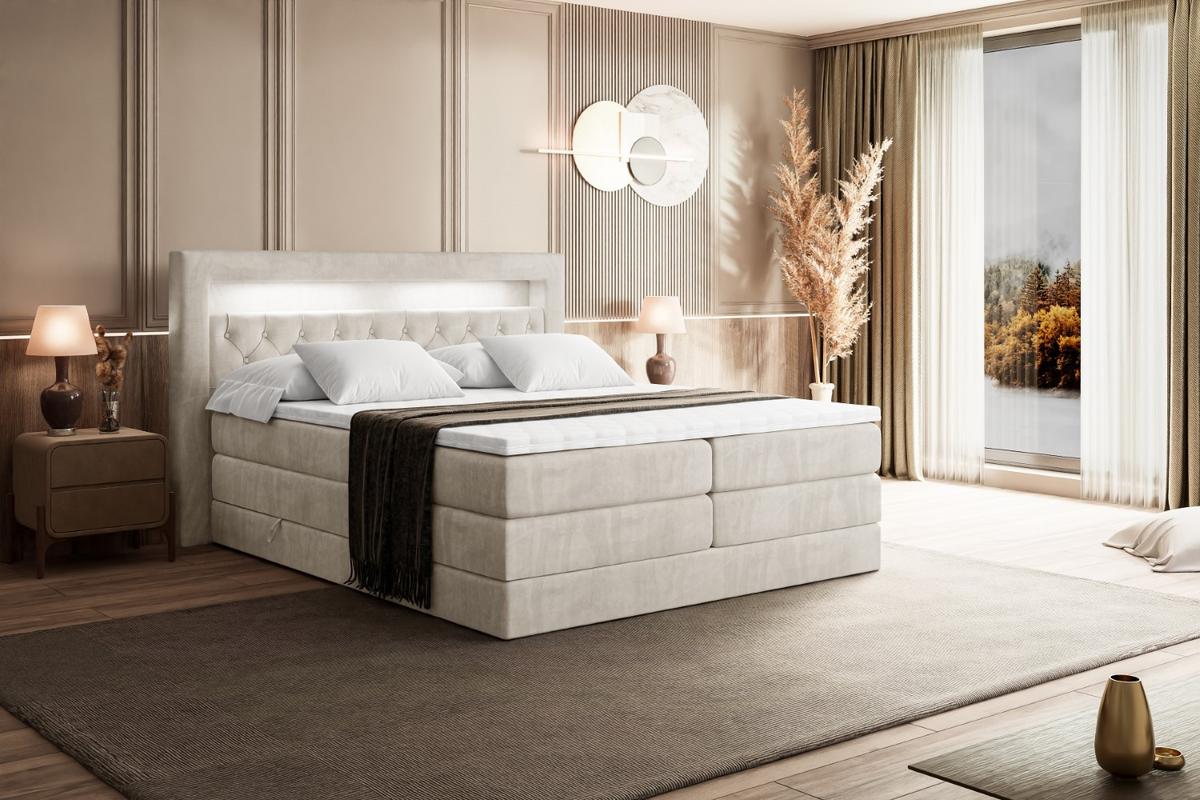 BOXSPRINGBETT NOEL GOLD KING - 180x200 - H3/H4 - Ecru - Ecru, Holzwerkstoff (180/200cm) - ALTDECOR