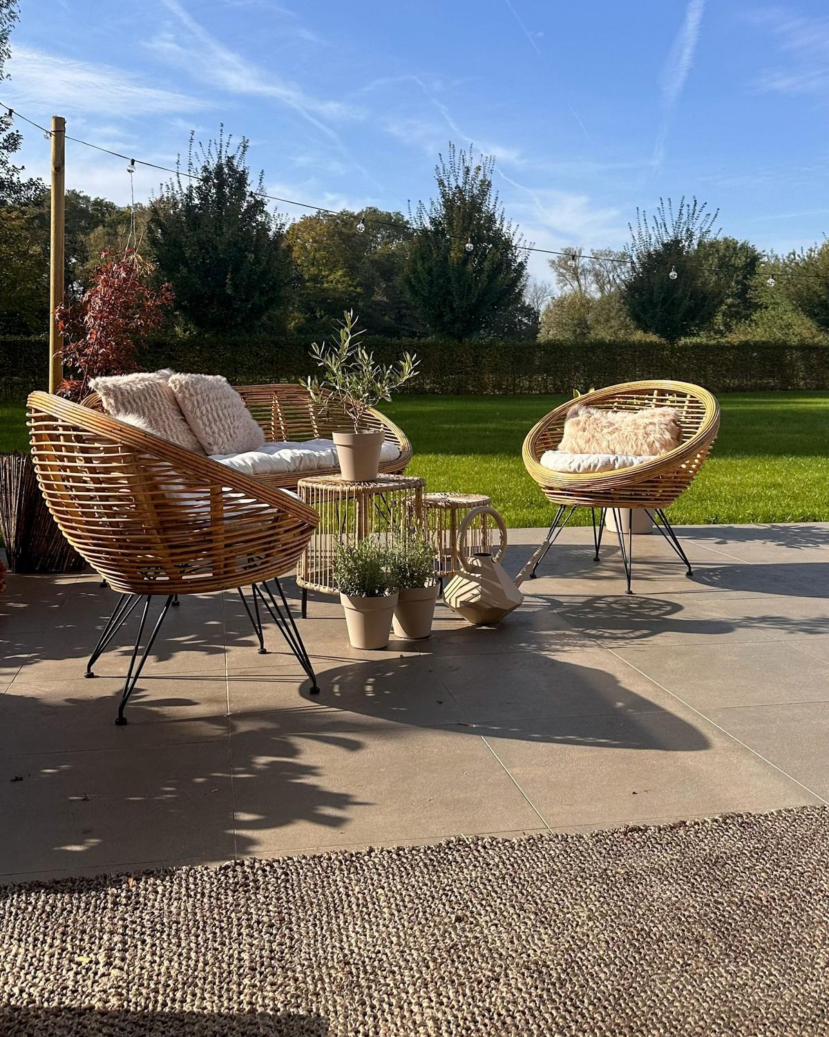 LOUNGE-SET 4-sitzer Rattan Natürlich Maratea - Naturfarben, Naturmaterialen - Beliani