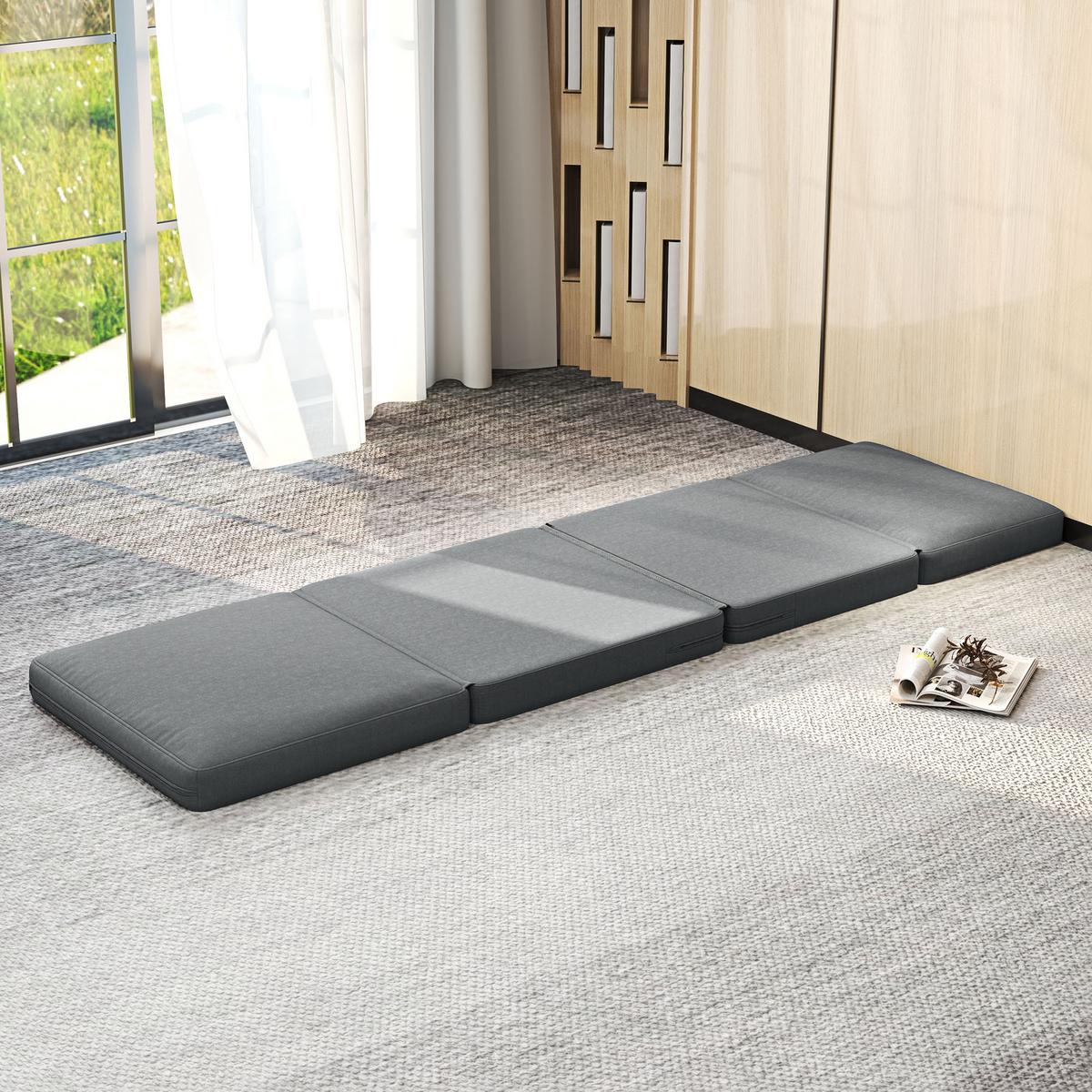 BODENSOFA 3-in-1, bis 240 kg belastbar, Dunkelgrau - Dunkelgrau, Kunststoff (75/18/268cm) - HOMCOM
