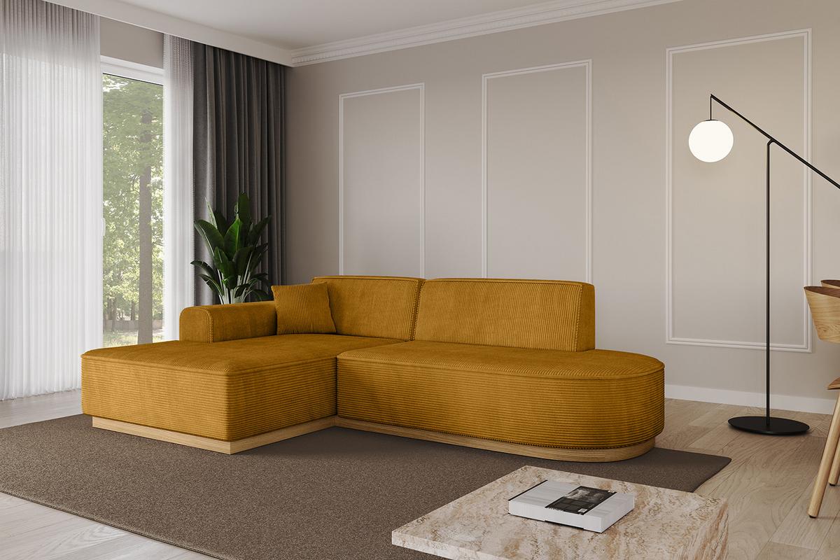 ECKSOFA Ottomane Links IREA-L1-v2 - 232x165x80 cm Senfgelb - Grün, Holzwerkstoff/Textil (232/165cm) - ALTDECOR