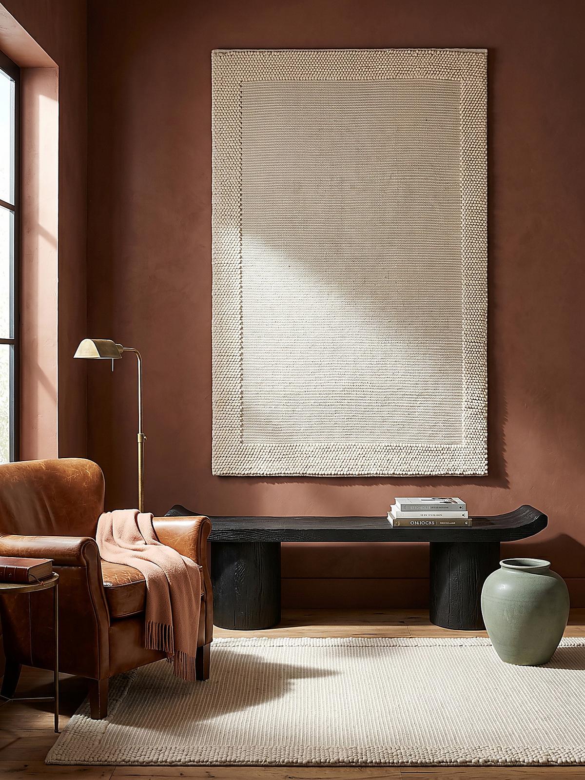 WOLLTEPPICH MOAT, mit Bordüre, Beige-Natur, 80 x 150 cm - Beige, Textil (80/150cm) - KADIMA DESIGN