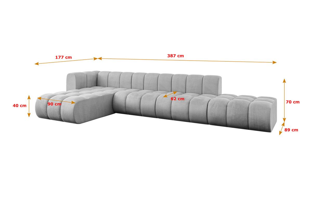 ECKSOFA modulares Sofa Zuvon-L2 - 387x177x70 cm Grau - Hellgrau, Holzwerkstoff/Textil (387/177cm) - ALTDECOR