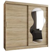 SCHIEBETÜRENSCHRANK mit Spiegel ULTRA 200/200/62 2-türig - Silberfarben/Sonoma Eiche, Holz (200/200/62cm) - MÖBEL KRYSPOL