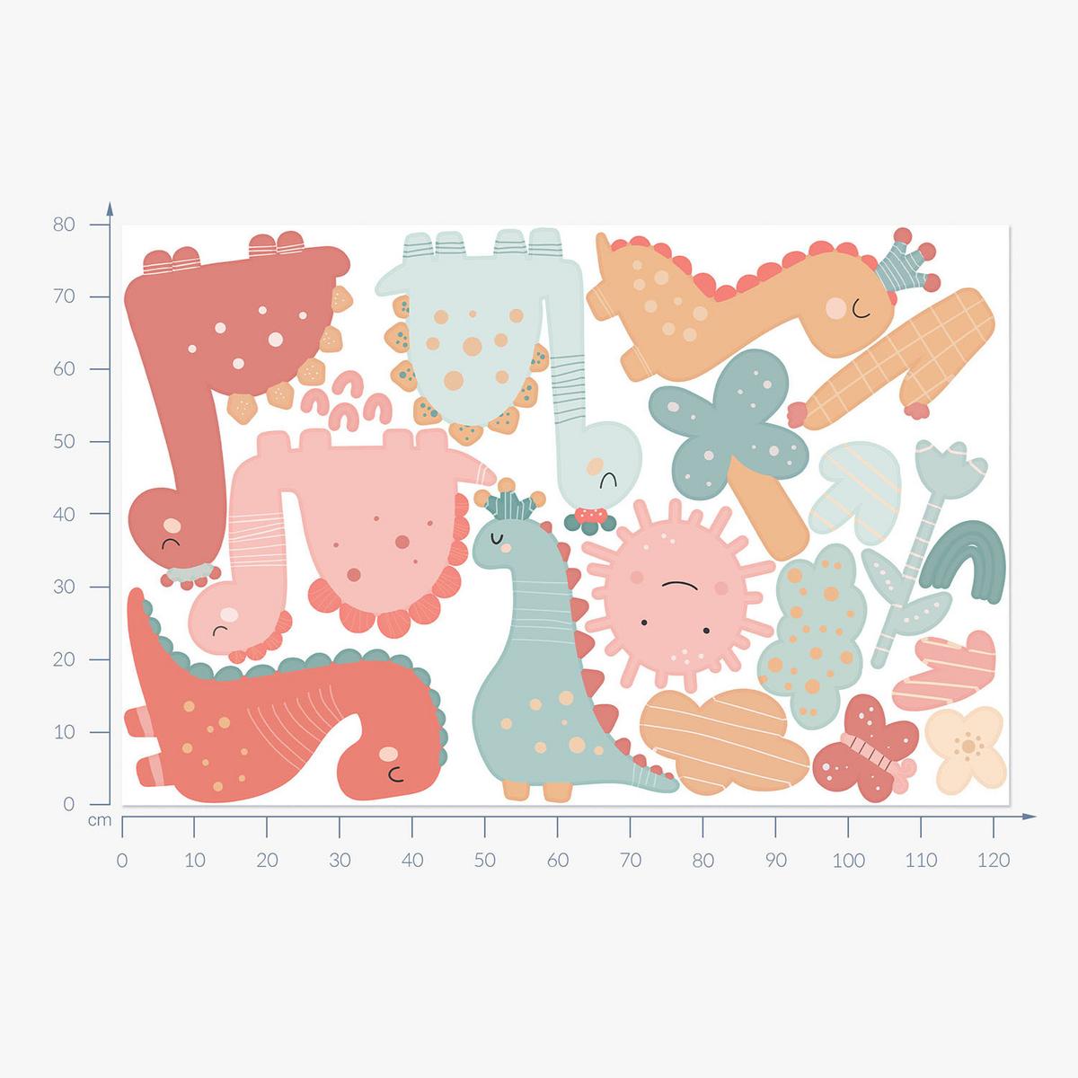 WANDAUFKLEBER 80x122cm - Die Welt der Dinosaurier - Multicolor, Kunststoff (80/122/0.1cm) - Wallfluent