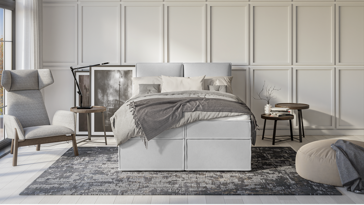 BOXBETT Eclipse 140/200 cm Silber Luxusmicrofaser - Silberfarben/Schwarz, Holz/Kunststoff (140/200cm) - S-Style Möbel